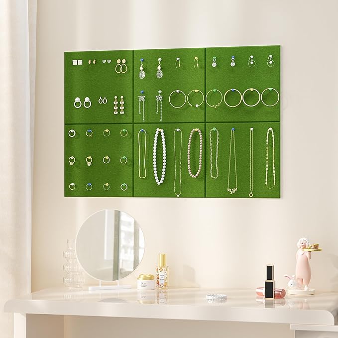 Neatsure Large Cork Board for Wall, 36" x 24" Bulletin Board with Pushpins, 6 Panels Felt Tiles Tack Push Pin Board for Office, Forest Green