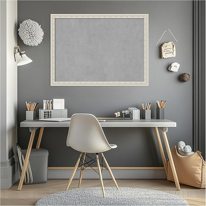 Amanti Art Silver Framed Magnetic Board 22x30 Medium Vision Board for use with Magnets, 100% Metal Sheet to Display Items as Office Decor or for Home Organization in mudroom, Kitchen or Kids Room