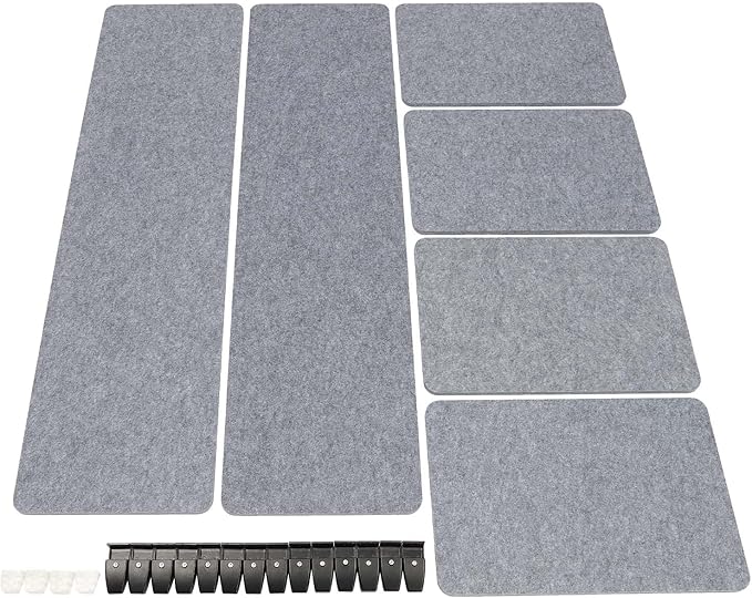 ReFocus Raw Clamp-On Acoustic Desk Divider Mounted Privacy Panel Set – Reduce Noise & Visual Distractions for Office, Study (Castle Gray, 2× Long (59"×16") + 4× Short (23.6"×16"))