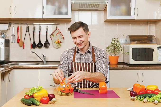 Better Kitchen Products Flexible Plastic Cutting Board Mats, Set of 6, Textured, 6 Vivid, Translucent Colors Assorted