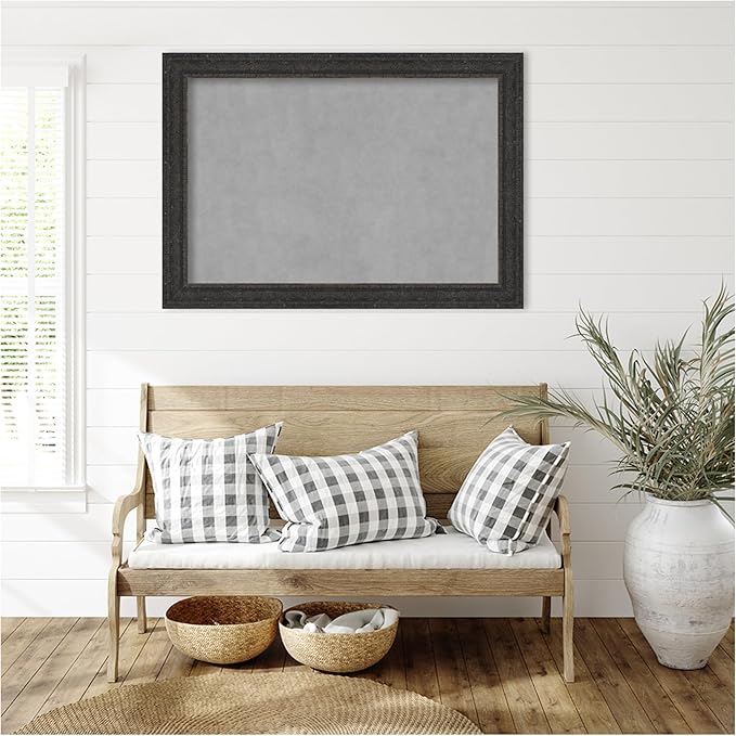 Amanti Art Black Framed Magnetic Board 29x41 Large Vision Board for use with Magnets, 100% Metal Sheet to Display Items as Office Decor or for Home Organization in mudroom, Kitchen or Kids Room