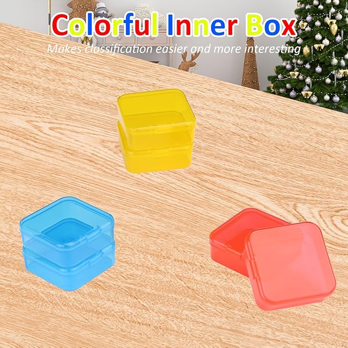 Mathtoxyz Bead Organizer Box(Red,Yellow,Blue), 93Pcs Small Bead Organizers and Storage Plastic Cases Mini Clear Containers Boxes with Hinged Lid and Rectangle for Bracelet Making DIY Jewelry Craft