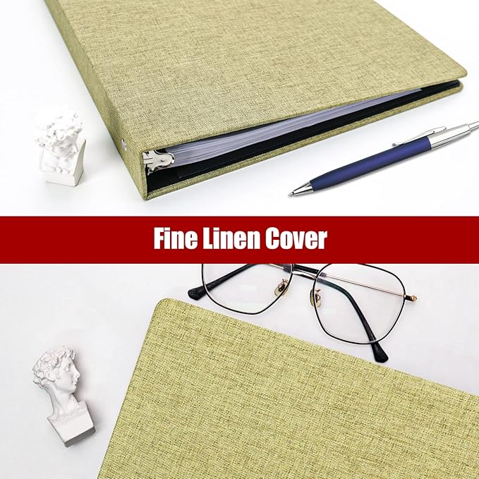 Vienrose 3 Ring Binder 1 Inch Round Rings with Linen Fabric Cover, Fits 8.5 x 11 Inch Paper, Durable Organizer for School, Office, Home, Recipes, DarkGreen