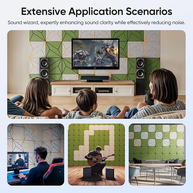 UNECHO 12 Pack 12" X 12" X 0.47" Acoustic Panels for Wall Sound Absorbing, Dual-Color P-Stripes Square Self-Adhesive Sound Panels, High Density Suitable for Multiple Scenarios(Orange+SilverGray)