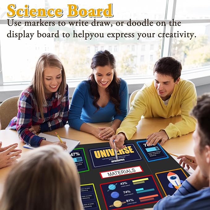 AKONEGE 4PCS Medium Trifold Poster Board 26" x 16" Black Tri Fold Presentation Boards, Corrugated Cardboard Picture/Project Display Boards for Event, Exhibition, Business, School Project, Science Fair