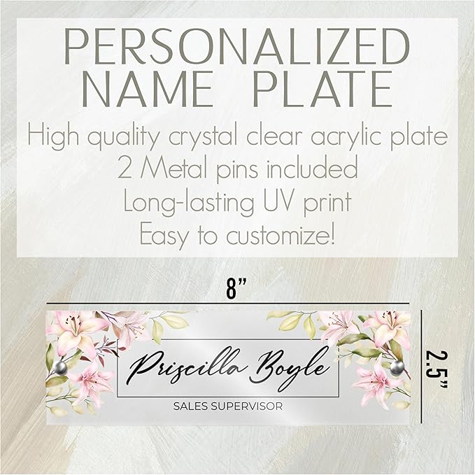Personalized Acrylic Door Name Plate - 28 Backgrounds - Custom Name Plate for Wall, Office Decor, Teacher Appreciation Gifts