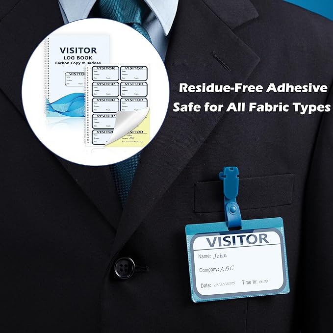 1 Pack Visitor Badges with Carbon Copy Visitor Stickers Letter Size Visitor Log Book Protecting Privacy Pages for School Church Business Visitor Pass Stickers 150 Visitor Badges 30 Memo Pages (1)