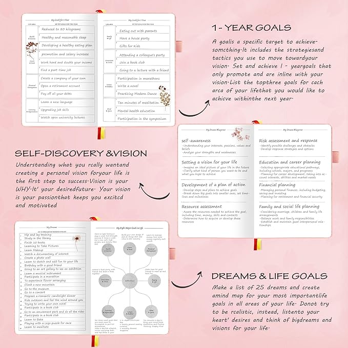 Undated Luxurious Weekly & Monthly Planner to Increase Productivity Hit Your Goals, Organizer Notebook Gratitude Journal Time Management Start Anytime, A5, Lasts 1 Year