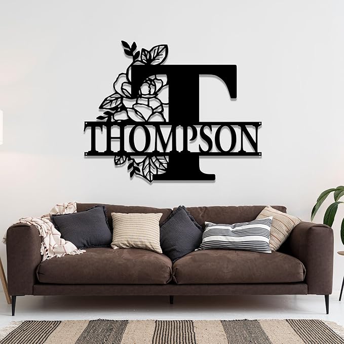 Custom Metal Signs | Personalized Monogram Name Sign | Outdoor Wall Art for Family Name | Custom Name Metal Sign, Last Name, Anniversary, Wedding Gifts for Women, Wife, Parents, couple (6'') (Design 3)