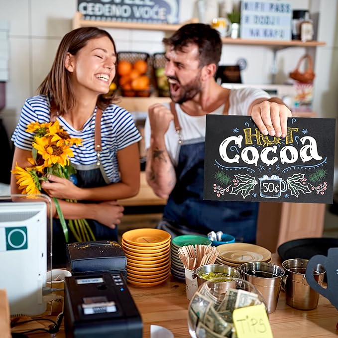 BOUBONI 1 Pack Small Chalkboard Signs with Wood Stand 6 x 8 inch Tabletop Chalkboard Sign Double-Sided Message Menu Boards for Kitchen Wedding Bar and Restaurant