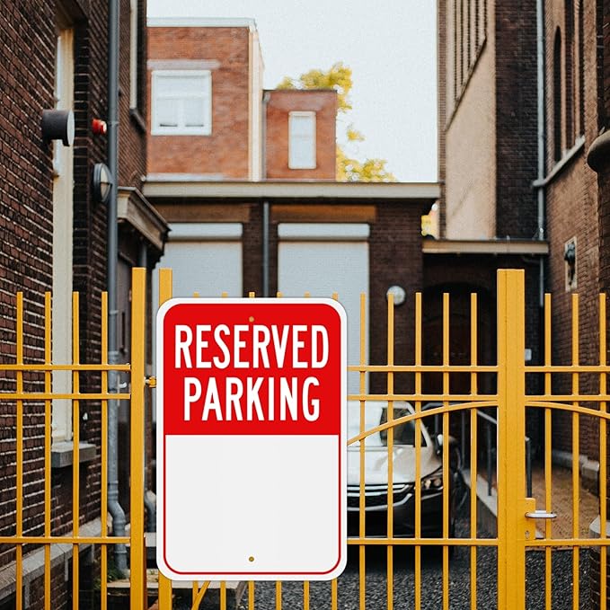 Blank Reserved Parking Sign (2-Pack), 18x12 Inches Rust Free Reflective Aluminum Write-On Sign, Fade Resistant, UV Protected, Waterproof, Easy to Install