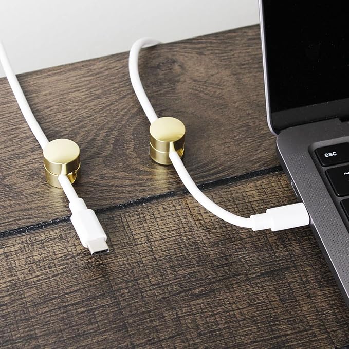 ICONIT Cable Anchors for Desk Organization Gold | Premium Aluminum Cord Organizers | Charger + Cable Management Clips for Home & Office | Stylish, Sturdy, & Functional | (3 Pack)