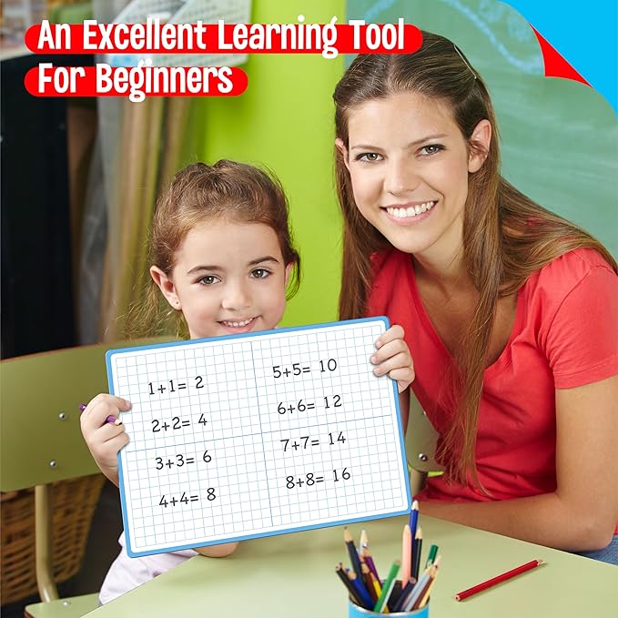 8 Packs XY Axis Graph Dry Erase Board, Double Sided Dry Erase Board Writable and Erasable Math Learning White Board for Kids, Students, Classroom and Home (Each Measures 12” x 9”)