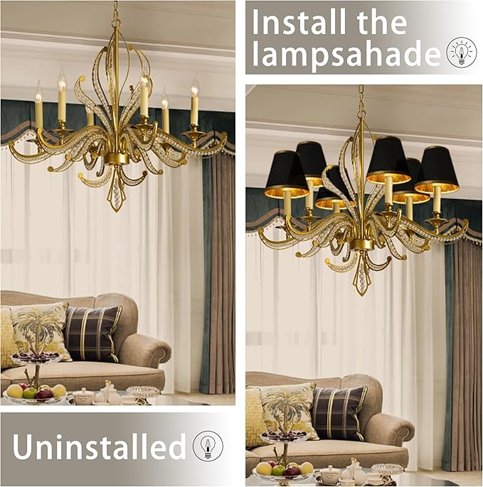 TAaMTYH small lamp shade chandelier shades set of 6,Fabric Lampshade for Wall Lamp,chandelier shades,small table lamps,For Cutting Edge bulbs, Clip-on Fitter Lampshade,3" X 6" X 5"