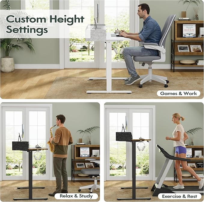 Homall Electric Standing Desk with 2 Drawers, Adjustable Height Computer Desk with Storage Sit Stand Table with Storage Shelf and Splice Board Quick Install for Home Office (Rustic Brown, 55 Inch)