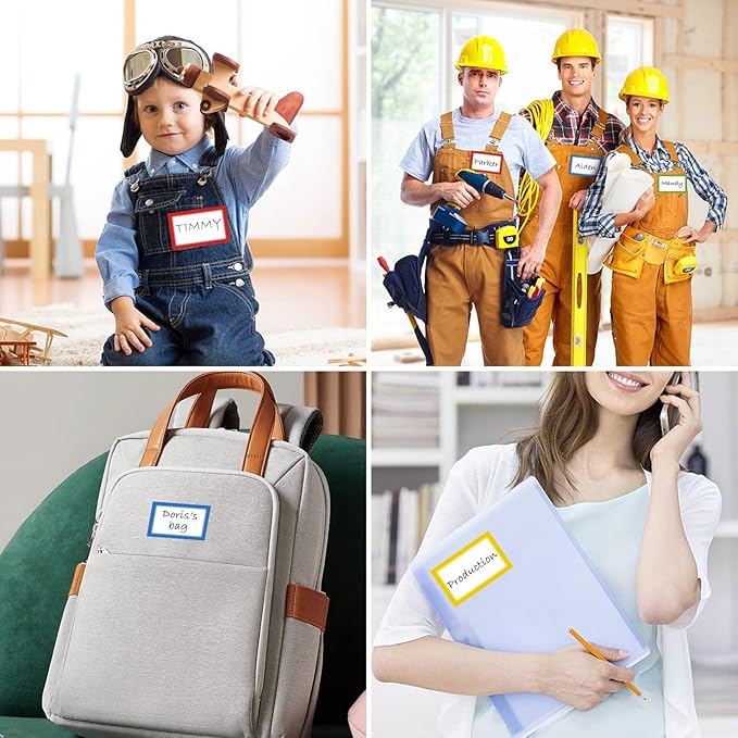 MFLABEL® Colorful Name Tag Labels - 800-Pack Writable Stickers for Kids, Office, School & Events, 3.5 x 2.25 Inch, Easy to Peel & Stick, Waterproof Name Tags for Organizing, ID, Party & Classroom Use