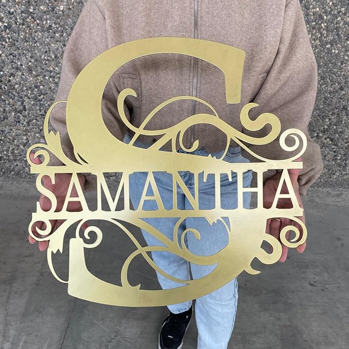 DecoSoul Personalized Metal Name Signs, Split Letter Monogram Wall Art Decor, Durable Steel Family Last Name Decor, Custom Signs Indoor or Outdoor, Personalized Wedding Gifts, Housewarming Gift