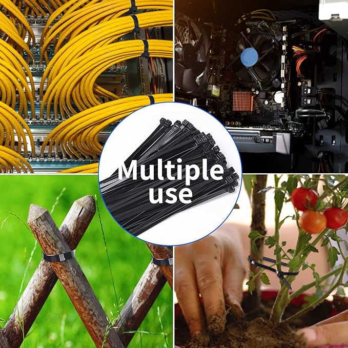 MVYC 1000PCS Zip Ties 12 Inch Heavy Duty 50lbs UV Resistant Zip Black Cable Straps Self-locking Wire Ties for Electrical Management Indoor & Outdoor Use