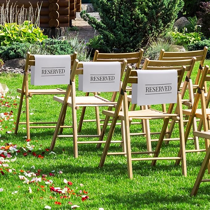 Buryeah 12 Pcs Reserved Seating Signs for Chairs Church Pew Reserved Chair Signs Placeholder with Printed Words for Weddings Parties Celebrations Receptions Church or Event (Light Gray)