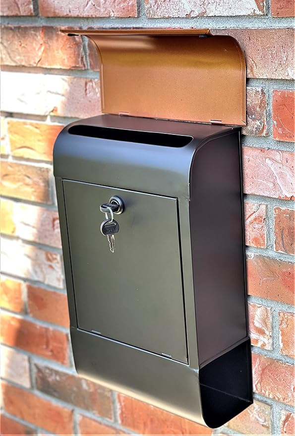 NACH Locking Mailbox, 16 x 4.5 x 10 inch, Black Mailbox with Lock, Waterproof Mailbox Wall Mount - The Dominion Lockable Mailbox