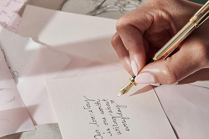 Cross Century II Refillable Fountain Pen, Fine Nib, Includes Luxury Gift Box - Translucent Cobalt Blue Lacquer