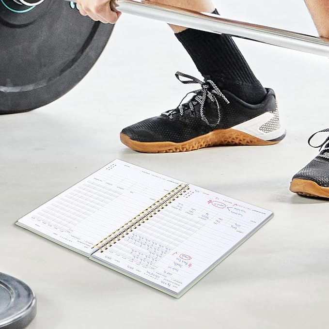 Fitness Journal Workout Planner for Women & Men, A5 (6.4" x 8.3") Workout Journal Log Book Planner Gift for Track Gym Essentials, Home Workouts, Track Progress, Achieve Wellness Goals, Green