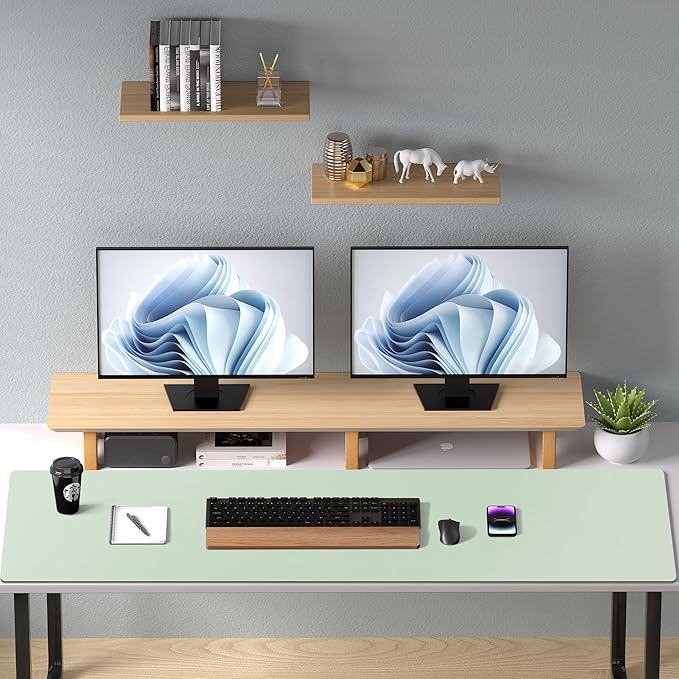 Aothia Faux Leather Desk Mat – Large Mouse Pad, Non-Slip PU Leather Blotter, Waterproof Writing Surface for Office and Home (Aqua, 47.2" x 23.6")