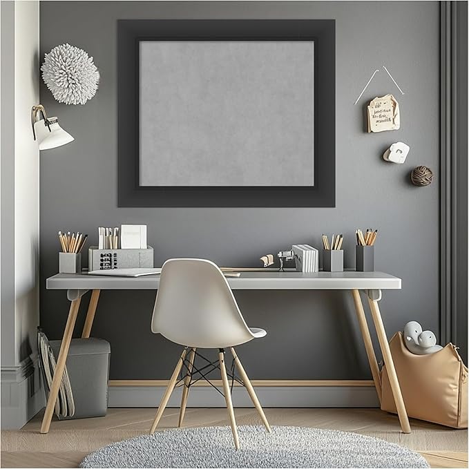 Amanti Art Black Framed Magnetic Board 25x29 Medium Vision Board for use with Magnets, 100% Metal Sheet to Display Items as Office Decor or for Home Organization in mudroom, Kitchen or Kids Room