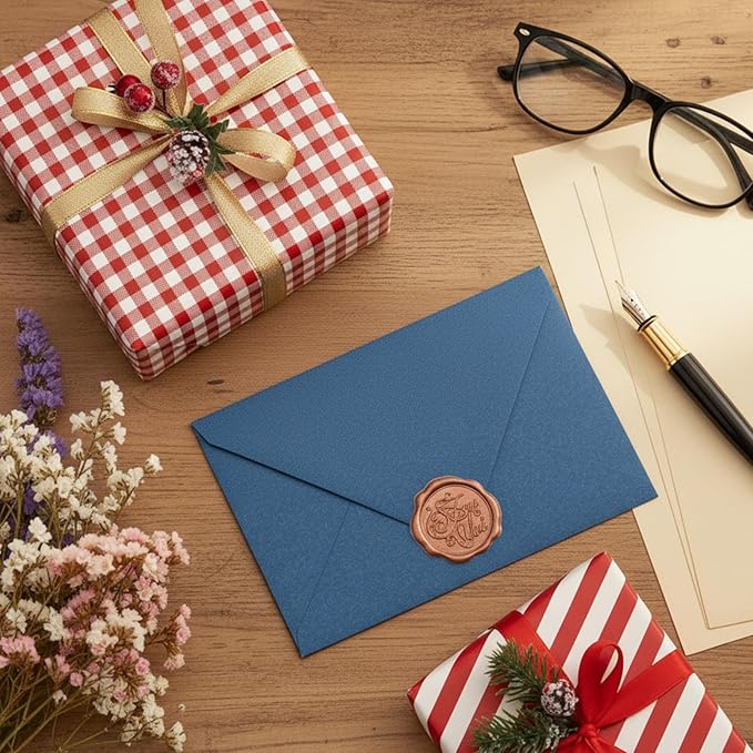 54 Pack Stationery Letter and Envelopes,Stationary Set Includ 30 Letter Paper 12 Envelopes and 12 Wax Seal Stickers for Love Letters,Party Invitations,Greeting Cards(Blue)