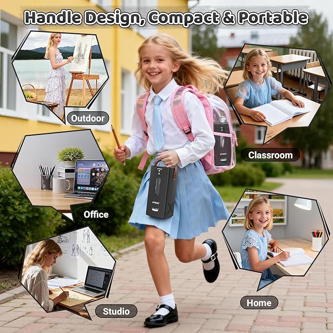 AFMAT Electric Pencil Sharpener, Fully Automatic Pencil Sharpener, Auto in & Out, Rechargeable Hands-Free Sharpeners for Jumbo & Colored Pencils (6.5-12mm), Portable for Home/Classroom/Office PSC6