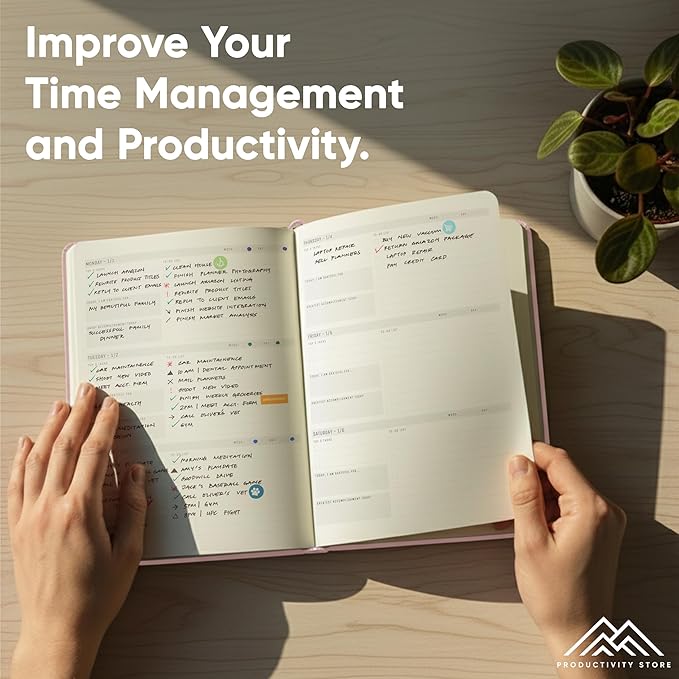 Dated, 2026 Planner, 5.8” x 8.3” - The #1 Productivity Planner to Achieve Your 2026 Goals - Planner 2026-2027 by PRODUCTIVITY STORE (A5, PINK)