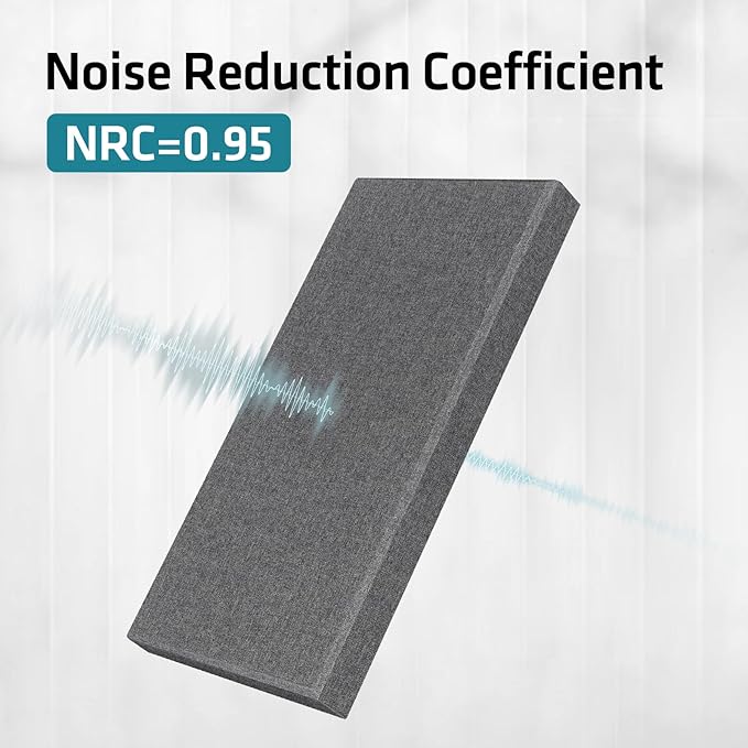UMIACOUSTICS 4 PCS Acoustic Panels, 2“ Thick 23.6" x 11.8" Fiberglass Sound Absorbing Panels, Soundproof Panels for Studios, Office, Home Theater. Charcoal Grey