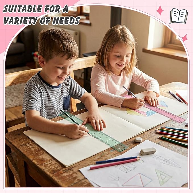 ForraFun 120 Pcs 12 Inch Plastic Ruler Bulk Colorful Transparent Ruler with Imperial and Metric Scales for Back School Office Supplies Home Tool Operation Measuring Drawing(Vintage Colors)