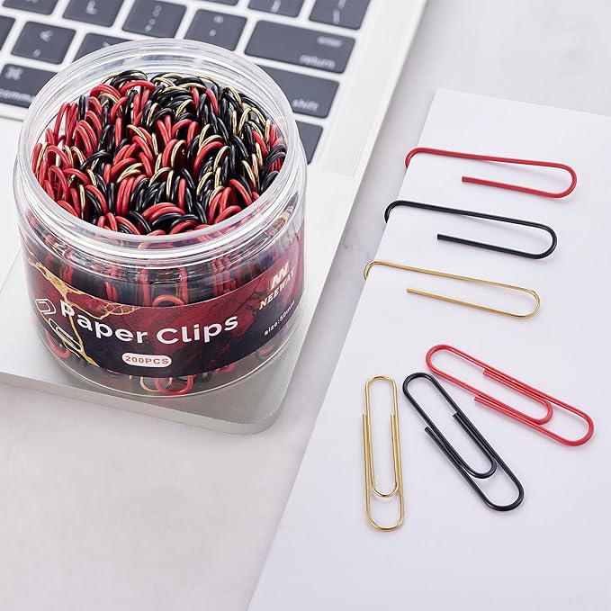 NEEWAY 200pcs Large Paper Clips, 2 Inch Jumbo Paper Clip, Ceative Colored Paperclips for Paperwork Office School and Personal Use