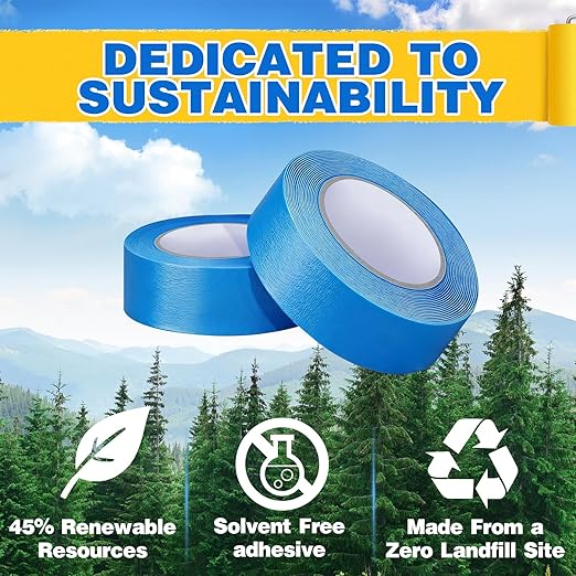 Aheroi Painters Masking Tape, 120℃/24 Rolls Blue Painting Tape Automotive Masking Tape Bulk (1320yd=24*1in*55yd), Multi-Purpose Thin Painter's Tape for Home Auto Paint Craft DIY, Construction Site Use