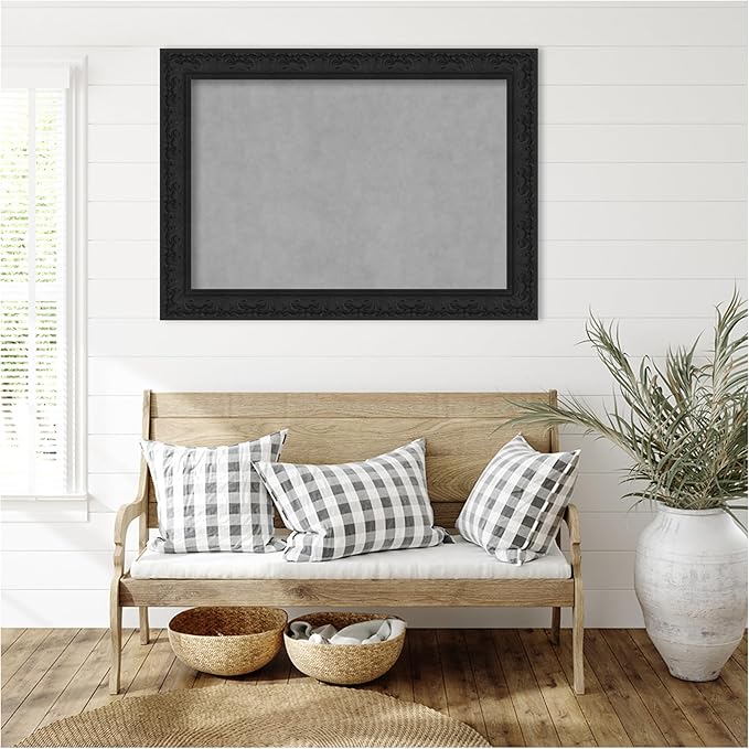 Amanti Art Black Framed Magnetic Board 31x43 Large Vision Board for use with Magnets, 100% Metal Sheet to Display Items as Office Decor or for Home Organization in mudroom, Kitchen or Kids Room