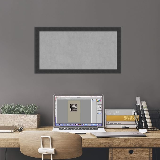 Amanti Art Black Framed Magnetic Board 14x26 Small Vision Board for use with Magnets, 100% Metal Sheet to Display Items as Office Decor or for Home Organization in mudroom, Kitchen or Kids Room