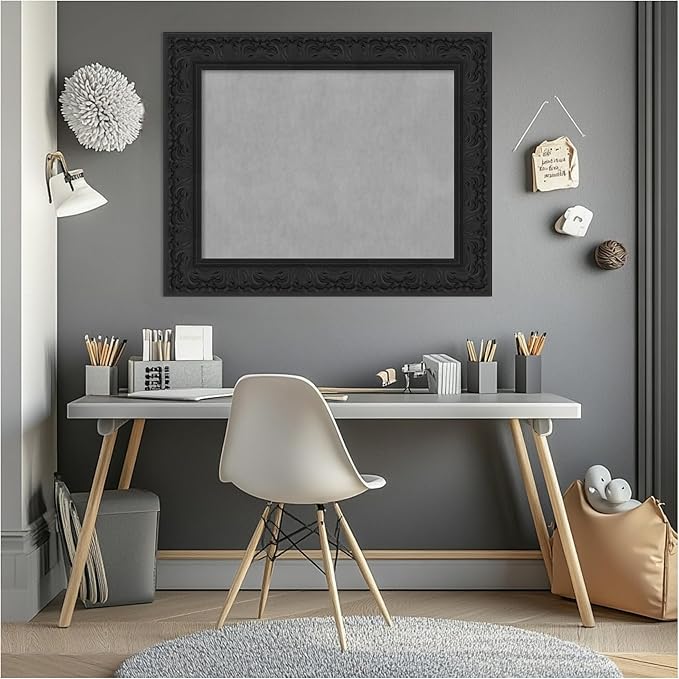 Amanti Art Black Framed Magnetic Board 25x31 Medium Vision Board for use with Magnets, 100% Metal Sheet to Display Items as Office Decor or for Home Organization in mudroom, Kitchen or Kids Room