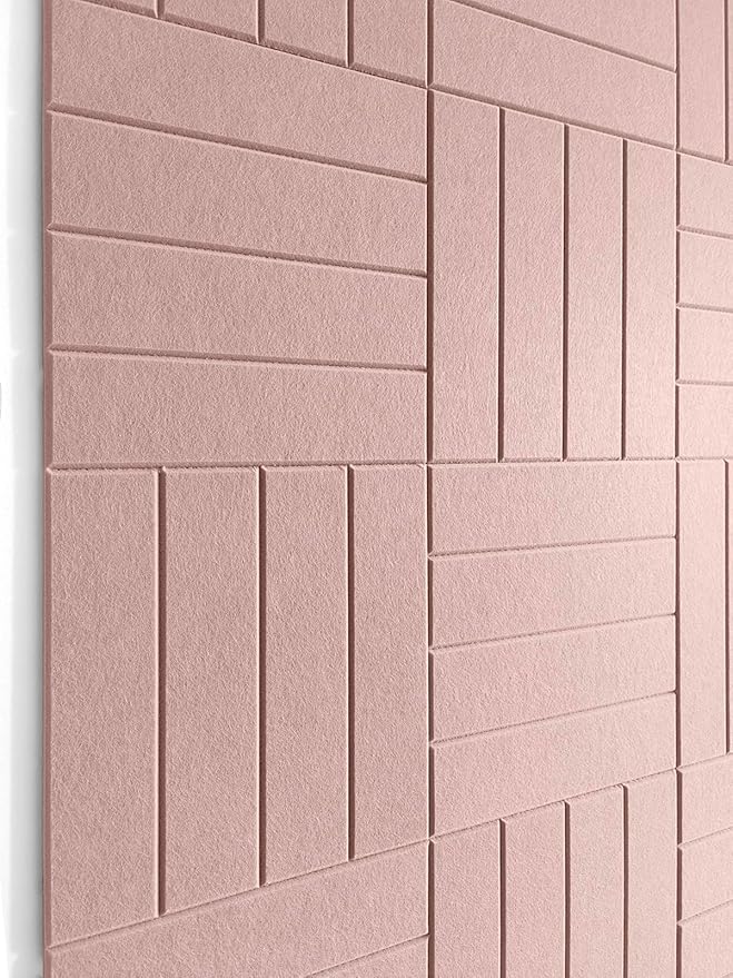 DECORITA Felt Bulletin Board Tiles | Modern Cork Board Alternative | Large Cork Boards for Walls | Aesthetic Felt Wall Panels for Office & Home Decor | Pinboard & Photo Board (12-Pack) | Pink