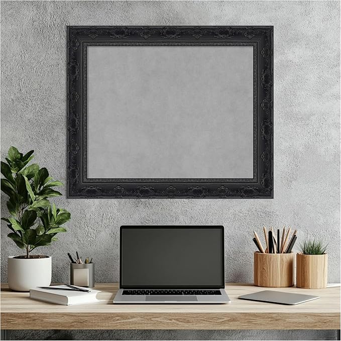 Amanti Art Black Framed Magnetic Board 20x24 Small Vision Board for use with Magnets, 100% Metal Sheet to Display Items as Office Decor or for Home Organization in mudroom, Kitchen or Kids Room