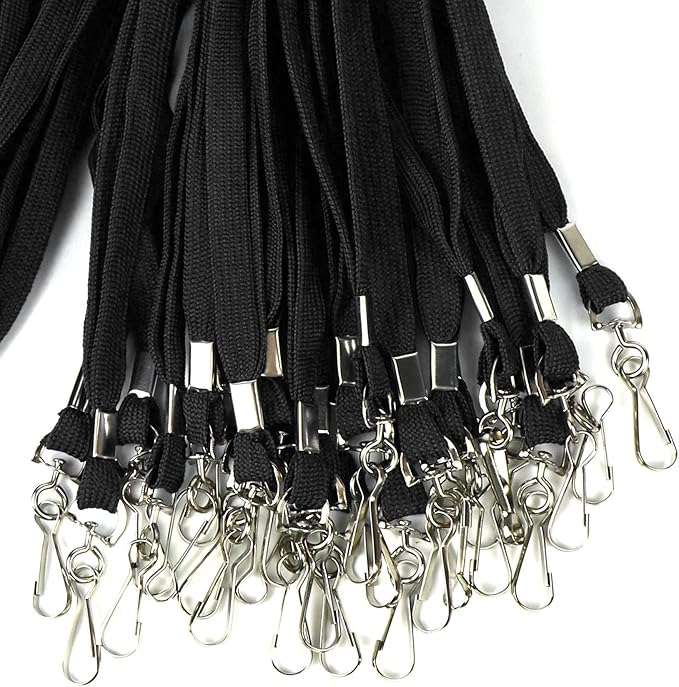 Ollain Badge Lanyards Flat Lanyard Swivel Hooks Durably Neck Bulk lanyards with Clip 100 Pack