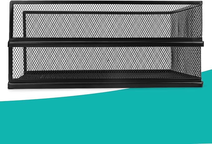 AZFUNN Wire Mesh Letter Trays Paper Tray Desk File Organizer, 2 Pack Stackable Metal Front-Load Documents Tray for Office Supplies File (Lengthways)