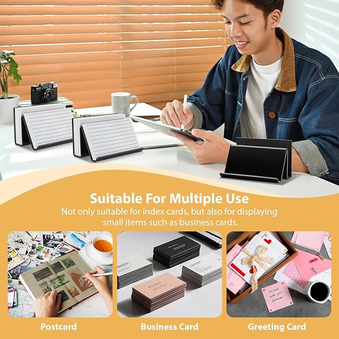 2 Pack 3x5 Index Card Display Holder Acrylic Cards Holder Stand Acrylic Business Card Holders Name Card Organizer Postcard Stand Display 200 Capacity for Studying Supplies No Card (Black, 2 Pack)