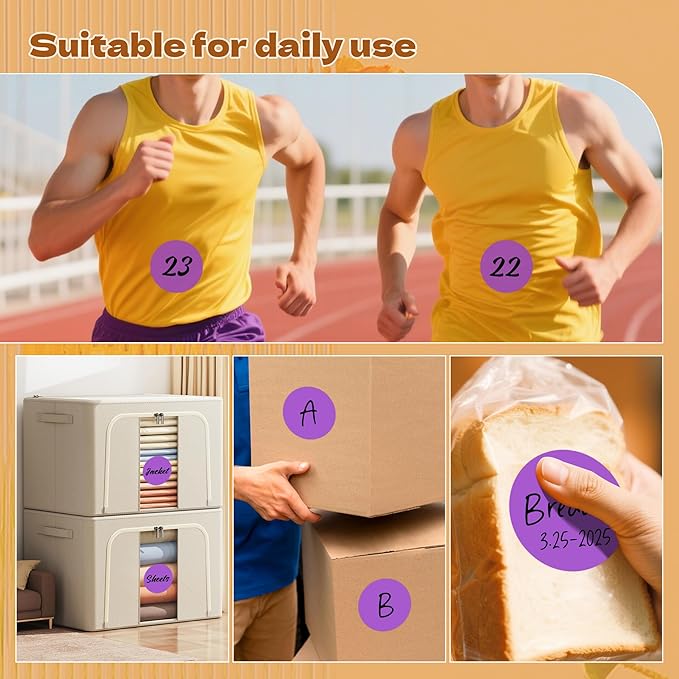 3 Inch Round Color Coding Labels (500 per Roll) - Colored Dot Stickers Round Labels for Inventory, Warehouse, Office Organizing - Purple Circle Stickers