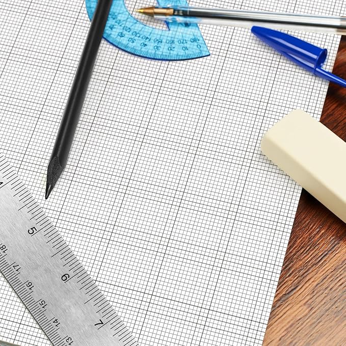 Fuyoooo 25 Sheet Graph Paper Pad 24" x 36" Large Graph 1" and 1/5" Ruled Grid Paper for Engineer Architect Designer Mathematician Draftsmen Sketch House Commercial Building Drafting (Bright White)