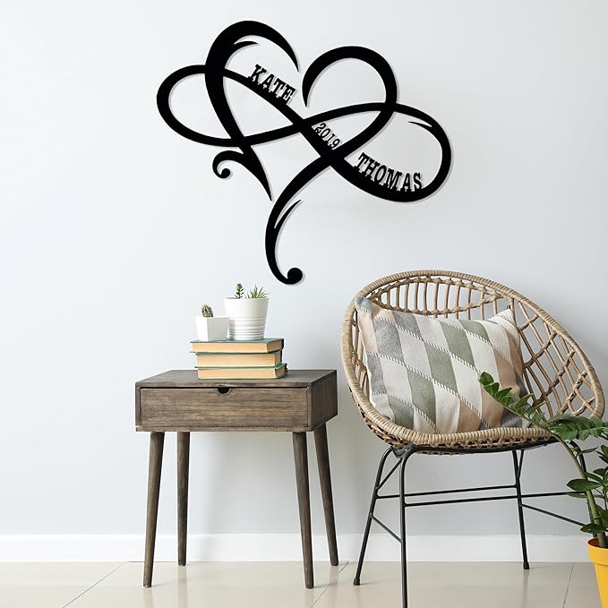 Personalized Valentines Metal Wall Sign, Custom Infinity Heart Love Couple Name Sign, Valentine's Wedding Gifts for Couples, Metal Engagement Sign, Home Decoration, Gift for Anniversary