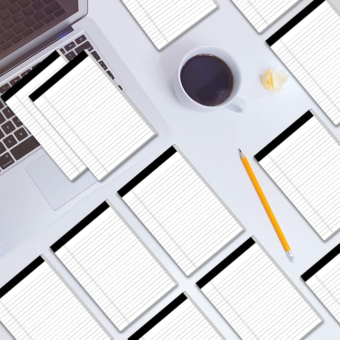 Legal Pads 5×8 Inch Notepad, 12 Pack Note Pads College Ruled Perforated Memo Pad for Work Study Daily Note Taking List, Lined Writing Pads Memo Refills Notepads for Office Home School, 30 Sheet/Pad