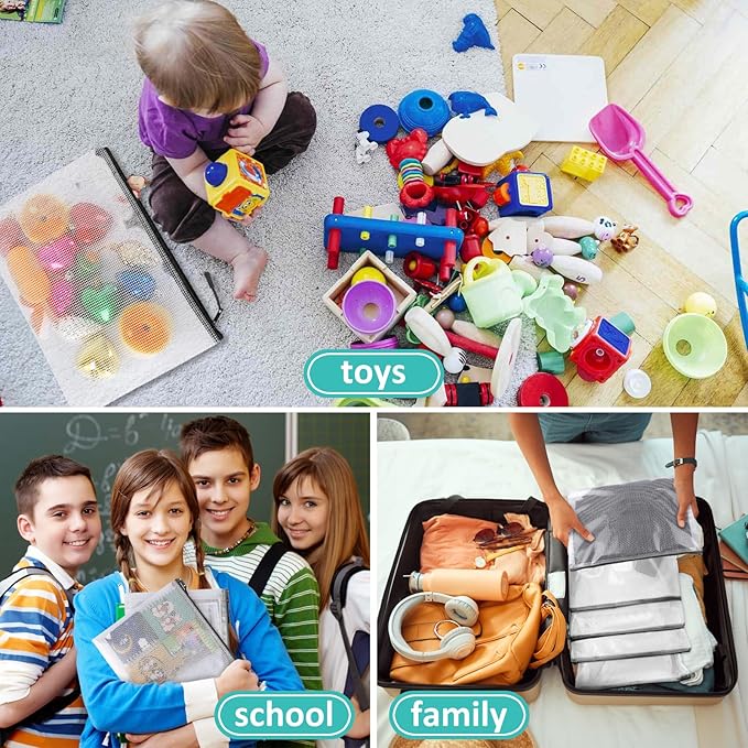 YOPCDJ 12pcs Mesh Zipper Pouch Bags, A3 Puzzle Bag for Organizing, File Bags Storage Bag, Board Games and Office Supplies