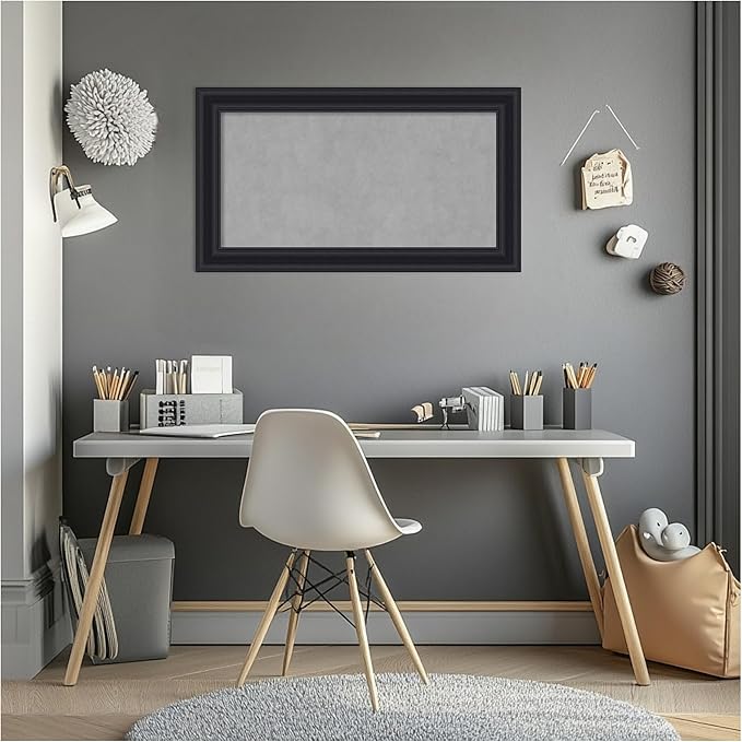 Amanti Art Black Framed Magnetic Board 16x28 Small Vision Board for use with Magnets, 100% Metal Sheet to Display Items as Office Decor or for Home Organization in mudroom, Kitchen or Kids Room