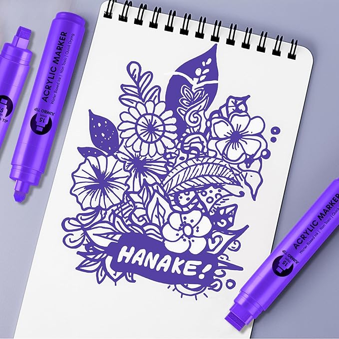 BIGTHUMB 3 Pcs Purple Jumbo Permanent Markers: 15mm Wide Tip Thick Acrylic Paint Pen Large Calligraphy Marker for Rock Painting, Poster, Sign, Canvas, Glass, Wood, Ceramic